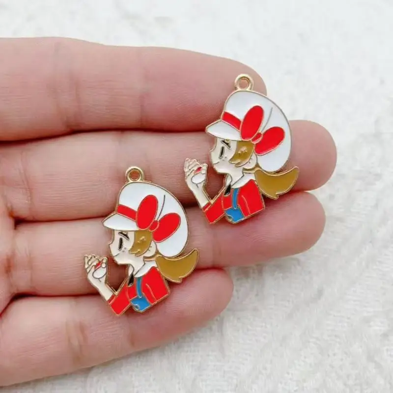 10pcs Cartoon Girl Drip Oil Alloy DIY Accessories Bracelet Necklace Keychain Pendant Accessories view 3