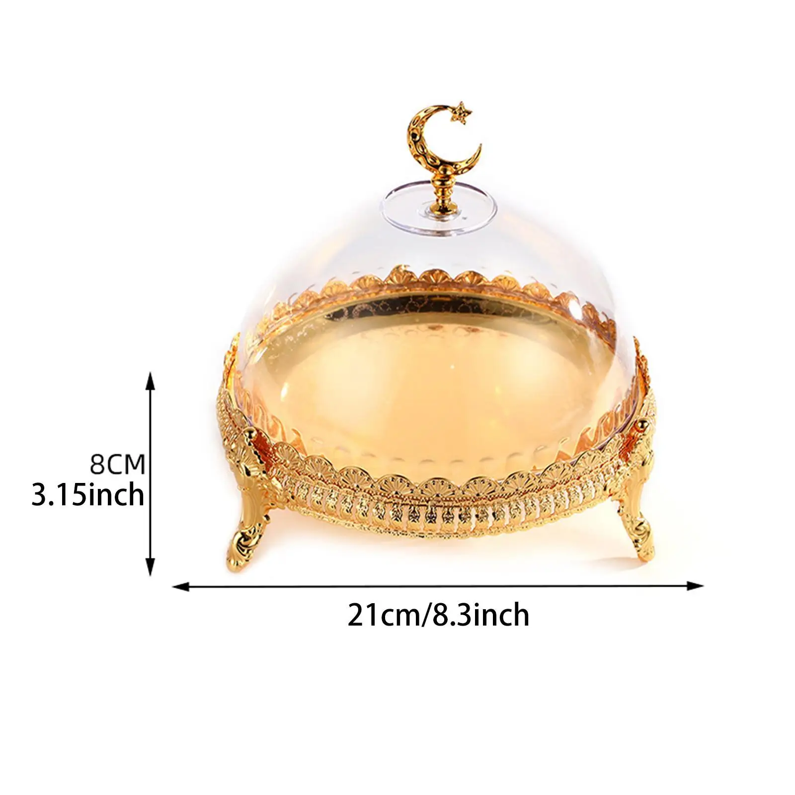 Cake Stand with Acrylic Dome Dried Fruit Fruit Dessert Plate Snack Decor Ramadan Tray Candy Dome for Wedding Parties Festivals