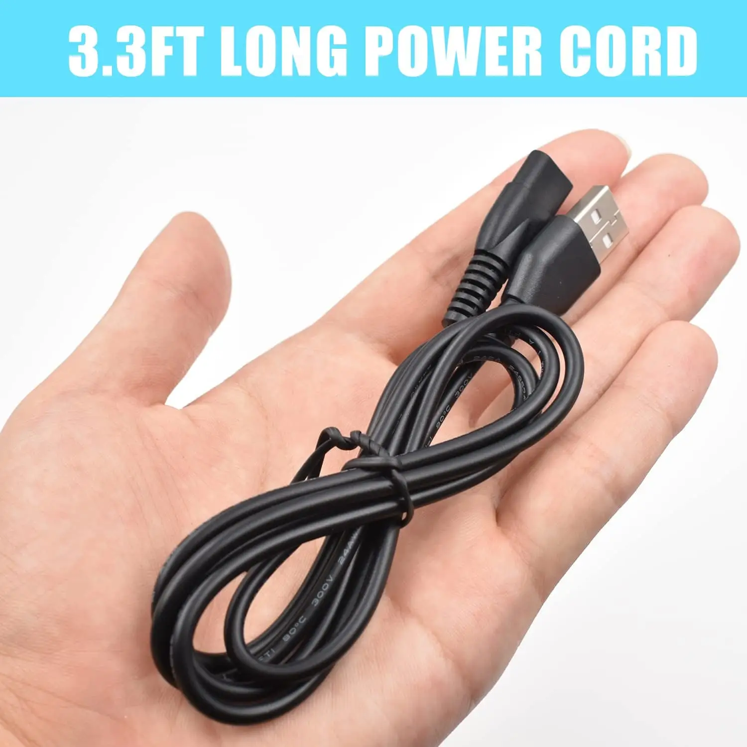 كابل شحن بديل لمقص الشعر للرجال ، سلك شاحن ، سلك طاقة ، متوافق مع ليمووري ، 1 متر