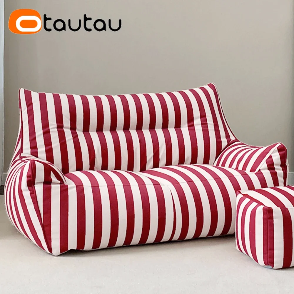 OTAUTAU 2-seat Outdoor Bean Bag Sofa Cover Without Filler Garden Camping Beanbag Couch Lounger Beach Pool Waterproof Pouf SF118