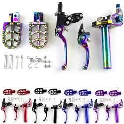 Motorcycle 22mm Accelerator Throttle Twist Grips Handlebar/Dirt Pit Bike Clutch Brake Handle Drum Levers/Footrests Pedals Pegs