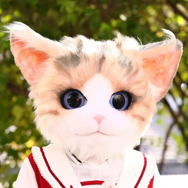 Kigurumi Cosplay Headgear Handmade Furry Cat Mask Kig Cos Anime Persian Cats Fursuit Head Halloween Furry Animal Head Mask
