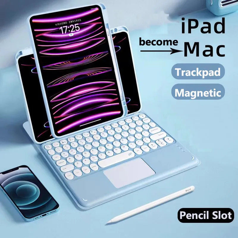 

Touchpad Keyboard for IPad Air 11th A16 Air 6th Gen 11" M2 2024 7th 8th 9th 10.2 10th Gen Air 4th/5th Pro 11 360° Rotation Cover