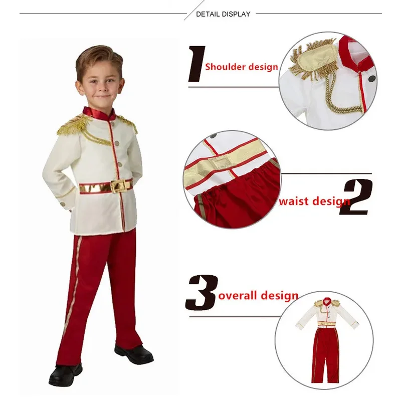 2022 King Prince Costumes For Boys Kids Halloween Cosplay Dress Up Set Carnival Roleplay Party Fantasia European royalty Outfit