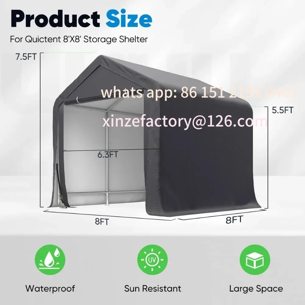 

Customizable ogrodowa 8x8 stóp, wytrzymała, przenośna, garaż, schronienie na motocykl, schronienie do przechowywania, na z