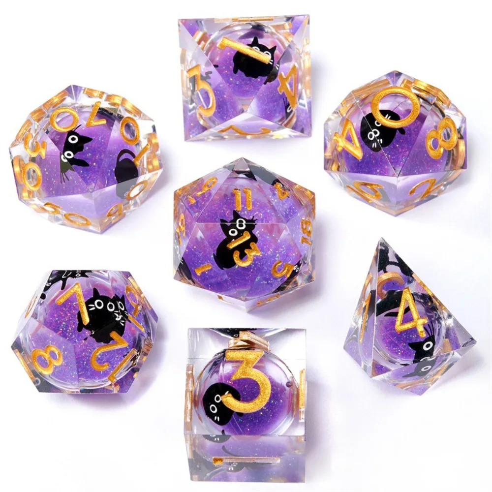 

New 7-Piece Dice Set Purple Sand Resin Dice Set Handmade Polyhedron Polyhedral Dice Set Polyhedral Shape Resin RPG Dice Set
