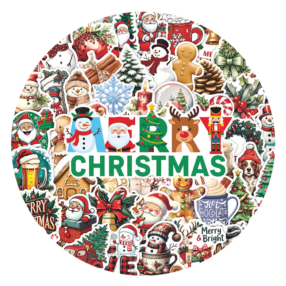 10/30/60pcs Leuke Stijl Kerst Cartoon Stickers Kawaii Kerstman Decals DIY Notebook Koffer Telefoon Vintage graffiti Sticker