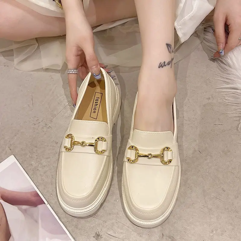 Women Loafers Platform Thick Sole British Style Lolita Low Heels Mary Jane Shoes White Jk Uniform Shoes Woman Casual Single Shoe