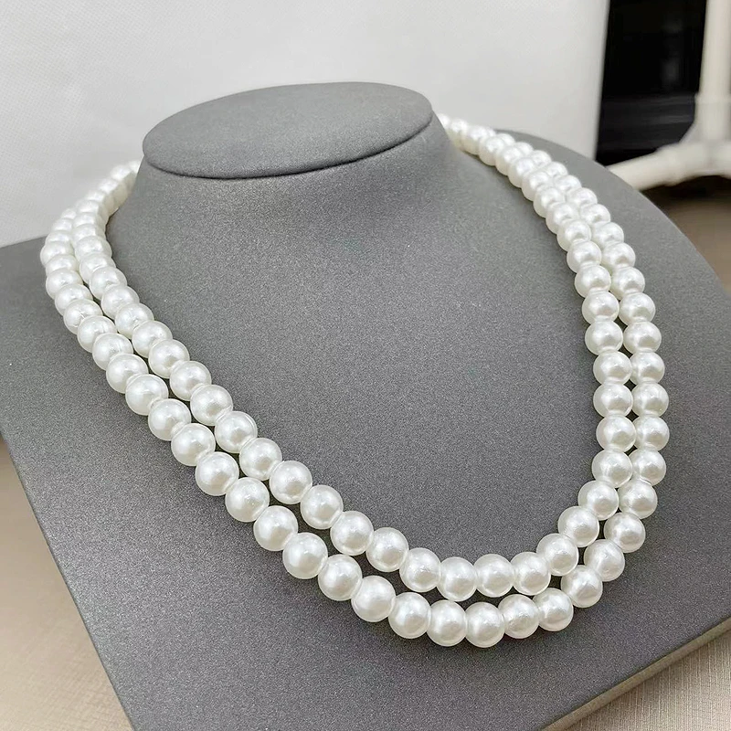 fnaf 2 rupee item Y2k Pearl Necklaces Women Electro Galvanized Collares Girl 2 Layer White Pearl Beads Choker Necklace 목걸이