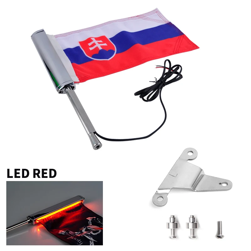 Gold wing 1800 Slovakia Flag Decoration Kit For Honda GL1800 Motorcycle Rear Luggage Flagpole LED Decoration Kit-PANICAL