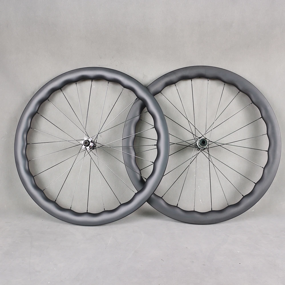 

Full Carbon Road Disc Carbon Wheels Bike Wave Rims Wheelset Bicycle Carbon Fiber Wheel-6bolt Tubeless Rim D411/D412 Hubs 550G