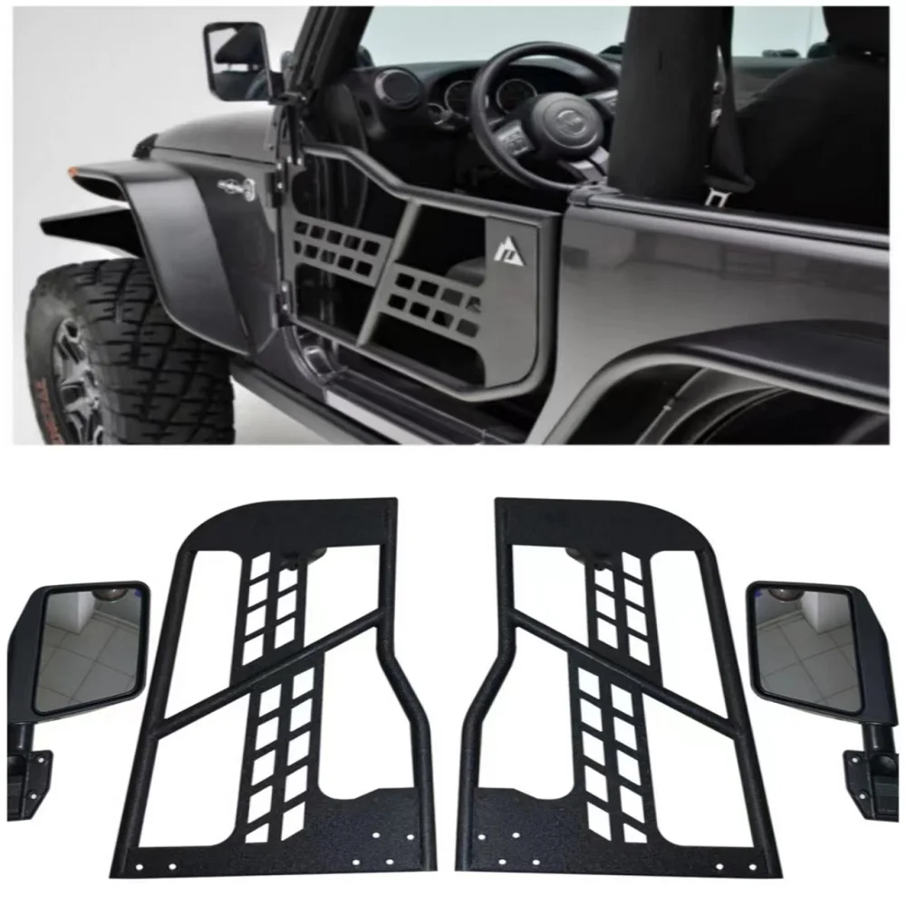 

J197 Summer Tubular Half Doors Unlimited 2-Door Tube Doors with Side View Mirrors For Jeep Wrangler JK 2007-2017 LantSun