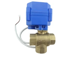 3 way DN15(reduce port) motorized ball valve , electric ball valve( T Port ), motorized valve, MS-3-15-12V-T-R01-1