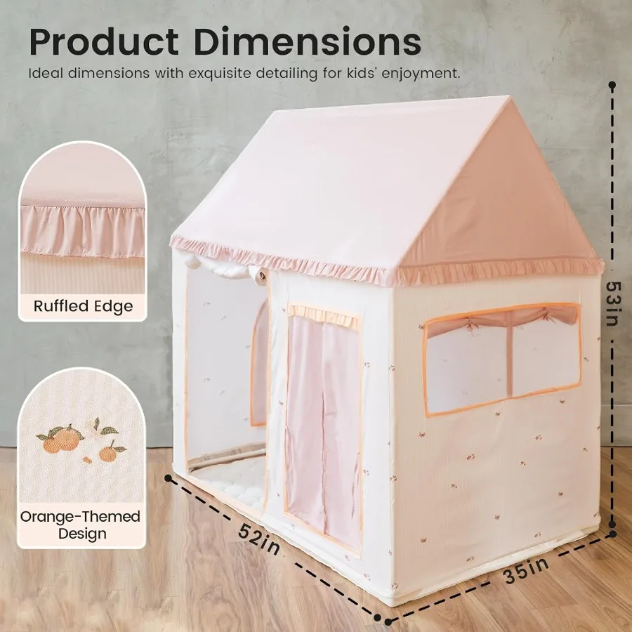 Tenda con tappetino Tenda da gioco per interni per bambini 3+ ragazze Morbido poliestere Rosa Mobili per casetta da gioco Regalo giocattolo