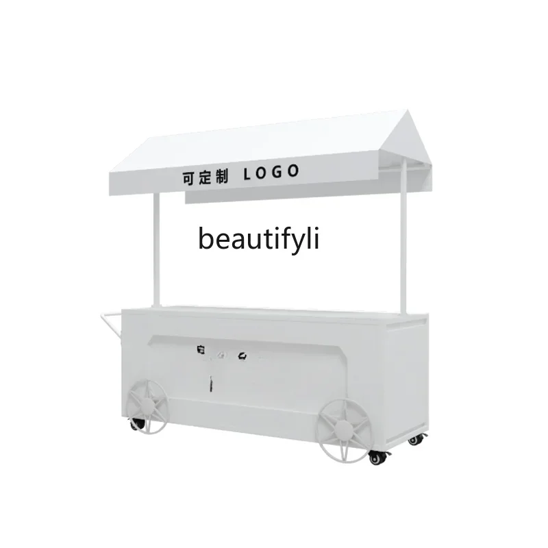 

Float Stall Trolley Display Rack Food Dining Cart Night Market Mobile Stall Trolley Promotion Car