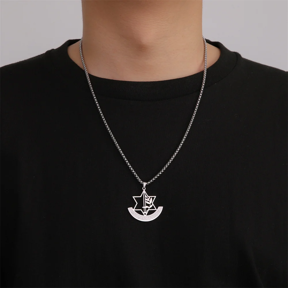 My Shape Hebrew Star of David Necklaces Stainless Steel Hollow Hexagonal Star Necklace Box Chain Magen Jewish Chain Jewelry ﻿