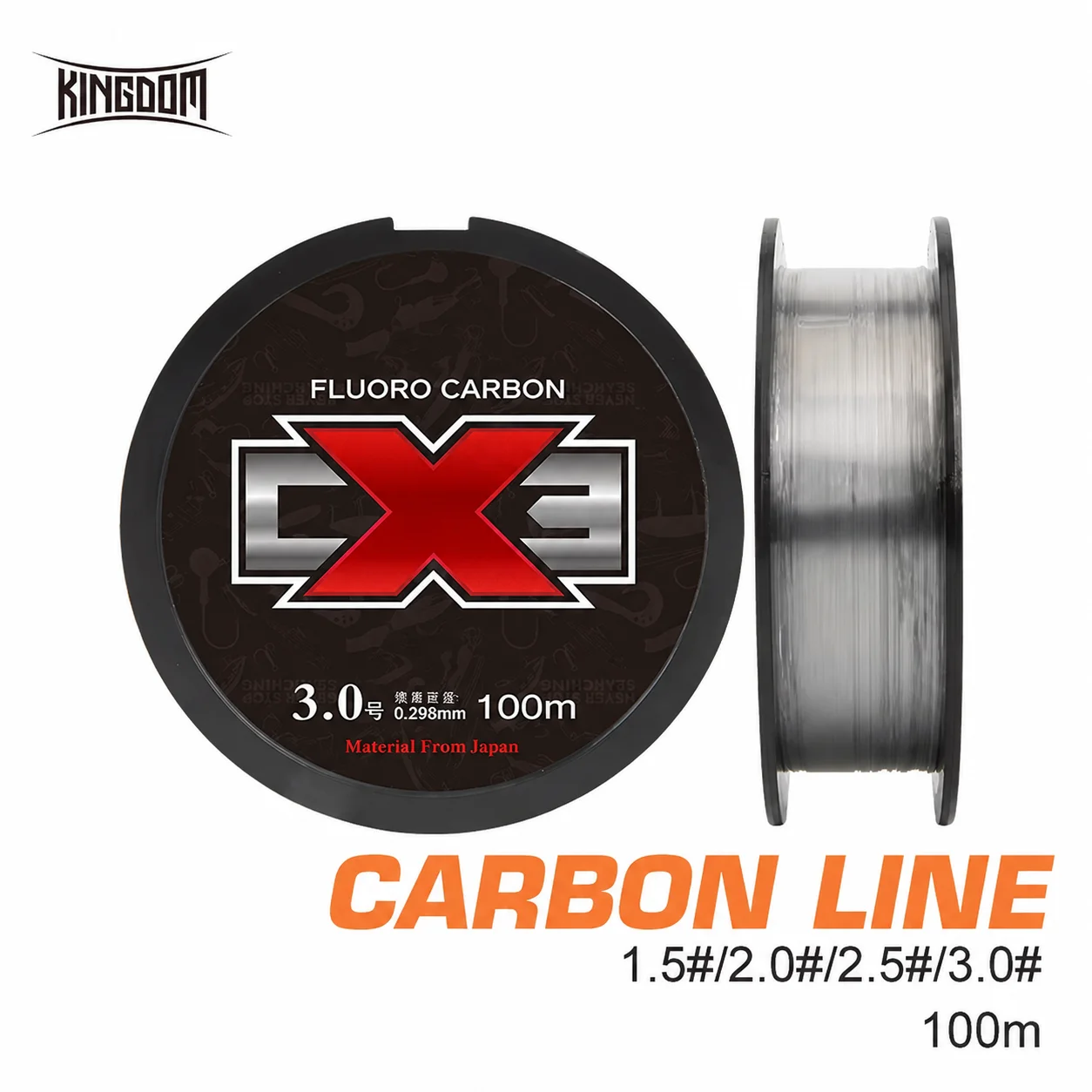 Kingdom CX3 Fluorocarbon Angelschnur 100m Super Glatte Steife Monofilament-Vorfachschnur Unsichtbare Sinkende Angelschnur