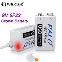 Akumulator 9 V 6 f22 650mAh Micro USB 9-woltowe akumulatory litowo-jonowe 9 v do multimetru KTV mikrofon wykrywacz metalu