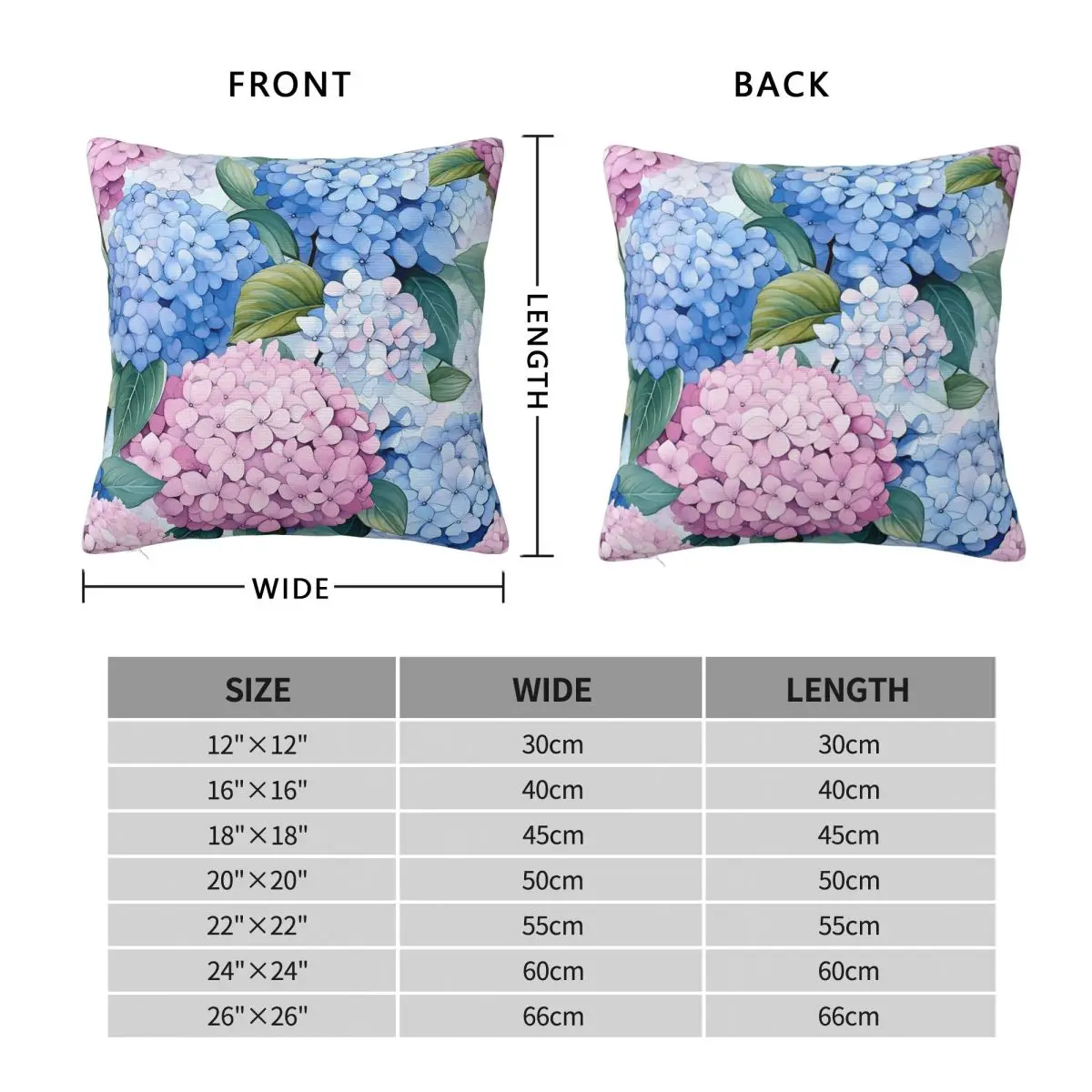 Hydrangeas Square Pillowcase Polyester Linen Velvet Creative Zip Decorative Pillow Case Sofa Cushion Cover 18