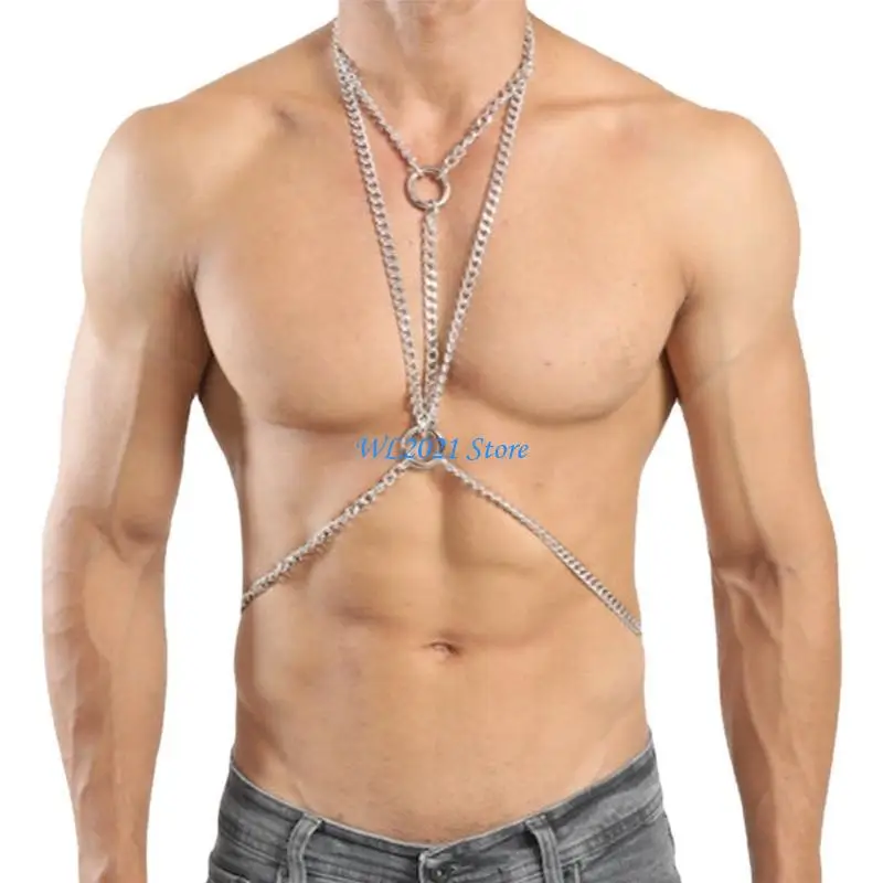 

G5GC Men Body Chain, Sexy Punk Body Chain Chest Harness Chains Clubwear Costumes
