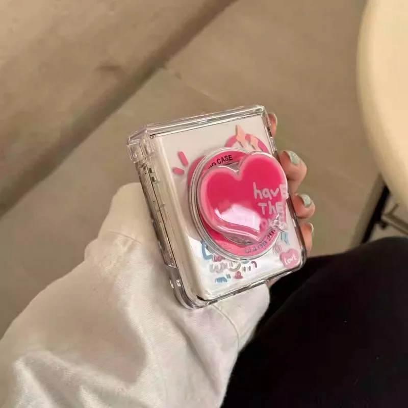 Hati Kartun Lucu Korea untuk Ponsel Magsafe Dudukan Griptok Magnetik untuk iPhone Tempat Casing Pengisi Daya Nirkabel Dapat Dilipat Lucu