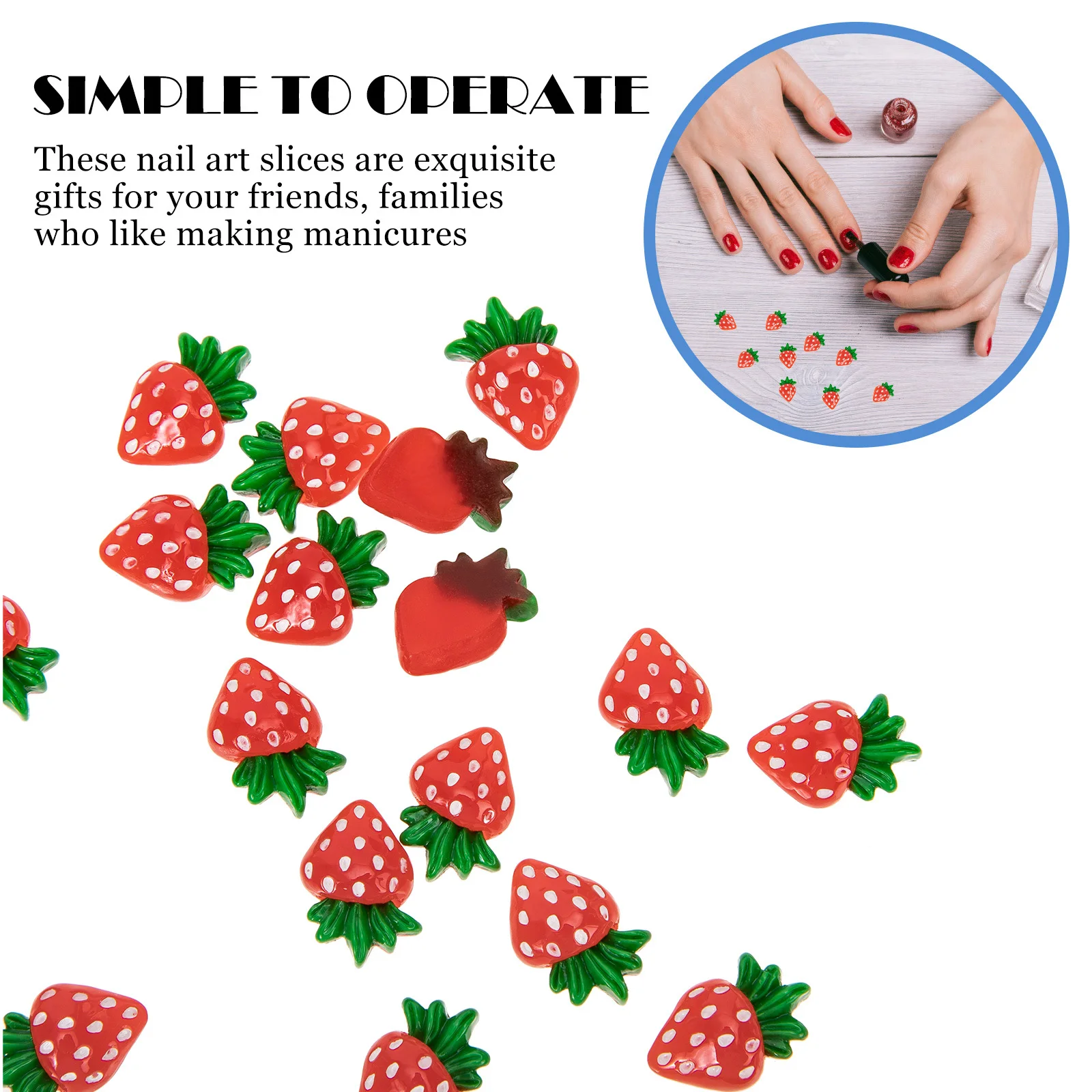 

30Pcs Nail Art Charms Strawberry Fruits DIY Decorations for Nails Resin Craft Phone Case Bags Manicure Nail Art Charm