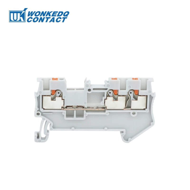 10Pcs PT1.5-TW PT 1.5-TW Push-In Twin 3-Conductor Feed-Through Strip Wire Electrical Connector Din Rail Terminal Block PT 1.5TW