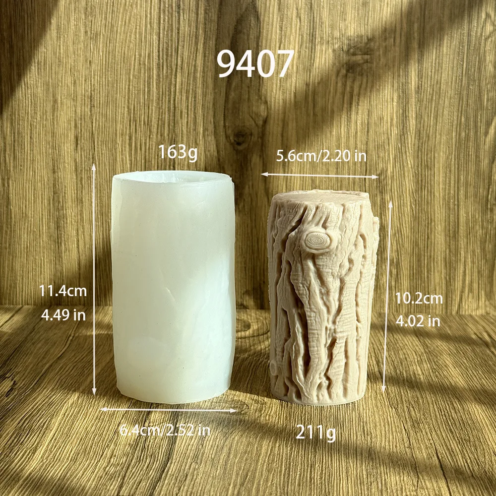 قالب سيليكون لصناعة يدوية شموع الجبس المعطرة مع جذع شجرة تصميم الحبوب الخشبية أدوات خبز الكعك هدية منزلية #2