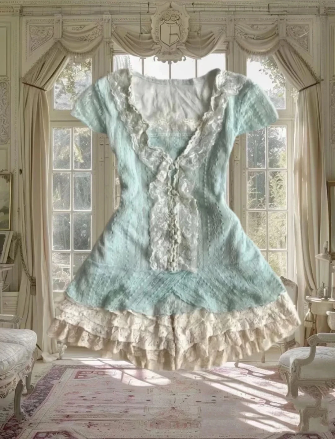 Vestido de renda 2 peças doce vintage magro t camisa cintura alta elegante mini saia verão coreia vestidos femininos y2k vestido de festa roupas