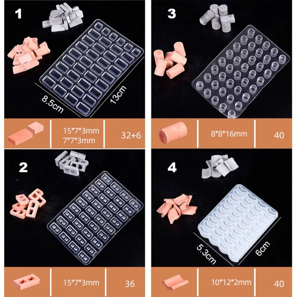 Small Cement DIY Accessories Building Making Construction Material Sand Table Mini Brick Silicone Mold Tile Model Mould