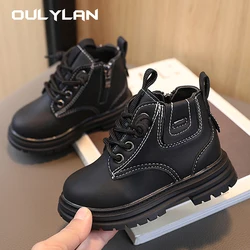 Children's Martins Oulylan 2024 Winter Boots Boys Girls Soft-soled Non-slip Leather Shoes Waterproof Dirt-resistant Kids Boots