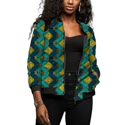 Colorful Patterns Women's  Baseball Jackets Wax Print African Fashion Female Short Outcoat