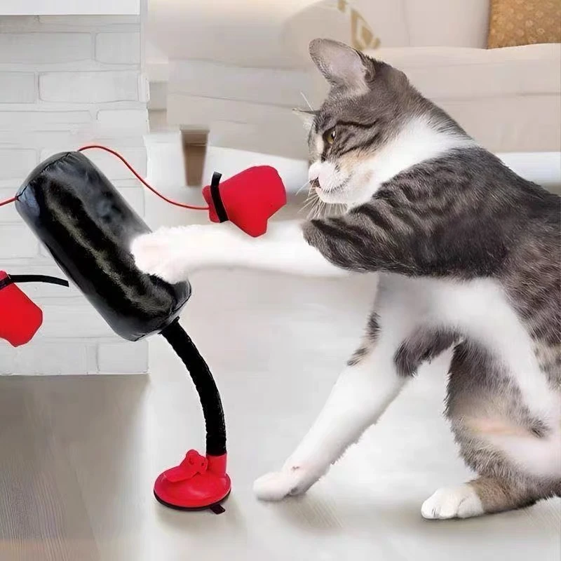 Funny Paw Punch Cat Boxing Toy Cat Punching Bag with Boxing Gloves-Interactive Exercise Toy Interactive Play Toy
