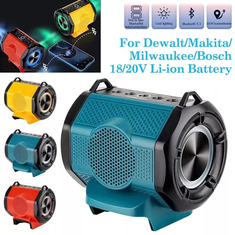 Alto-falante Compatível com Bluetooth para Dewalt Makita Milwaukee Bosch Leitor Externo sem Bateria 1820v
