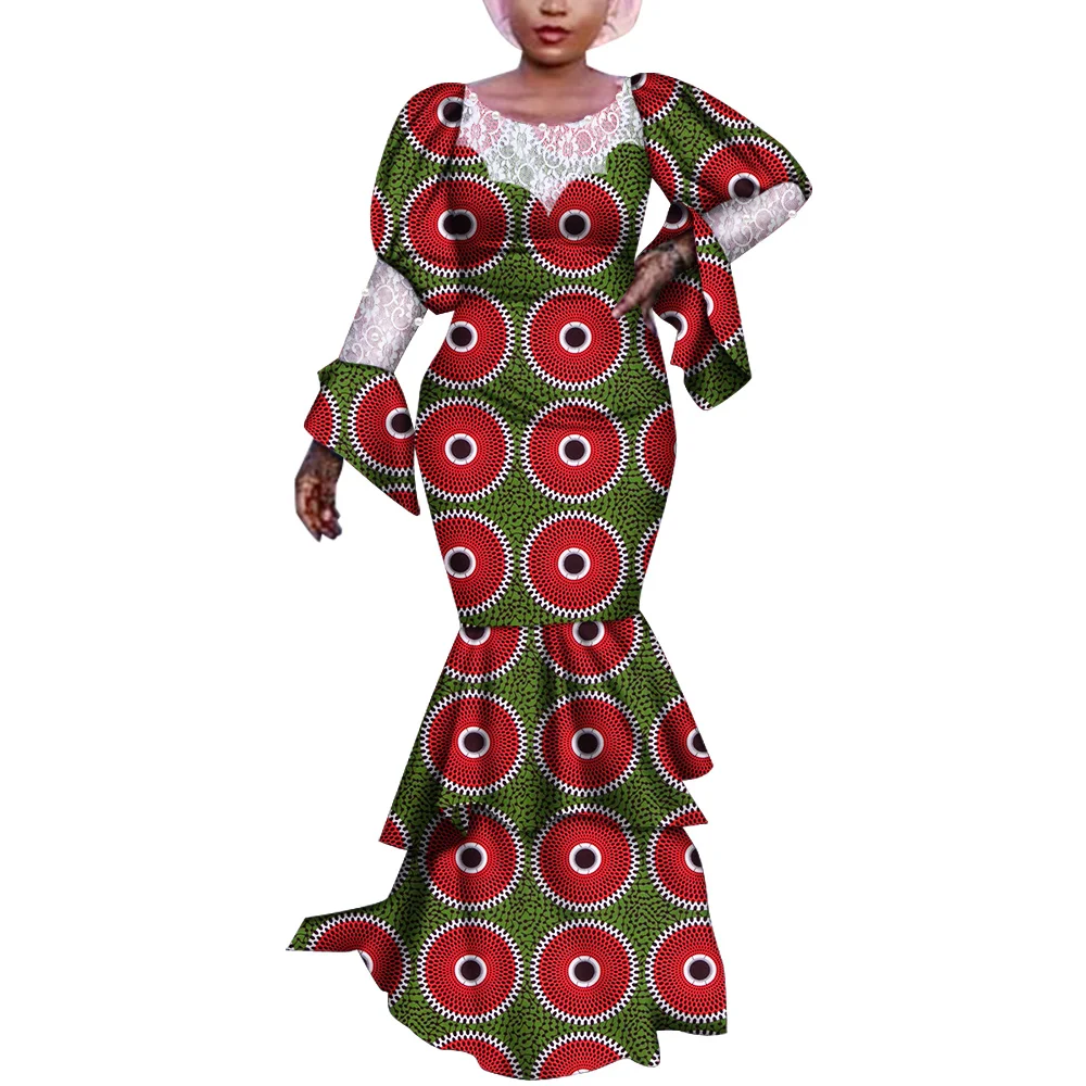 فساتين أفريقية للنساء فستان حورية البحر طويل مطبوع عليه شمع أفريقي لملابس الحفلات فستان ماكسي أنقرة فام أفريقي WY6996 #6