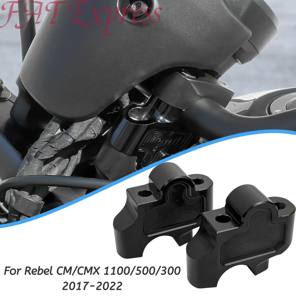 

Motorcycle Handlebar Riser Handle Bar Mount Clamp Adapter CNC Aluminum Alloy For Honda Rebel CM CMX 500 1100 300 2017-2022 2021