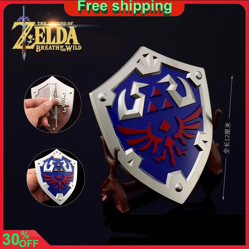 Bouclier Hylian de 12cm, lien fantaisie et Hyrulean pour l'arme passée, jeu en métal, périphérique Katana, modèle d'épée, jouet cadeau pour garçon