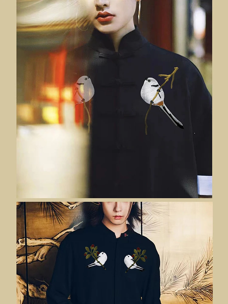 Différents patchs brodés à longue queue, accessoires pour manteau, jean, robe, oiseaux mignons