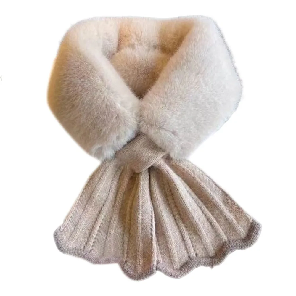 

Новый зимний плюшевый шарф из искусственной кроличьей шерсти, толстый шелковистый вязаный шарф, теплые мягкие защитные шарфы для шеи, женские