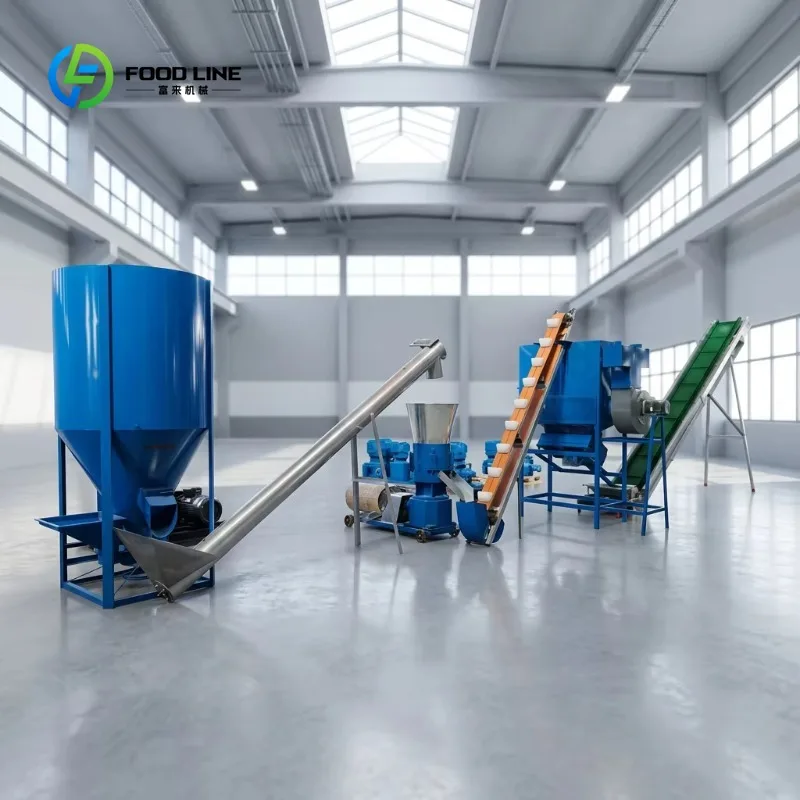 Customized 2T/h Full Set Animal Chicken Cow Cattle Feed Pellet Machine Production Line for Poultry Livestock Farm