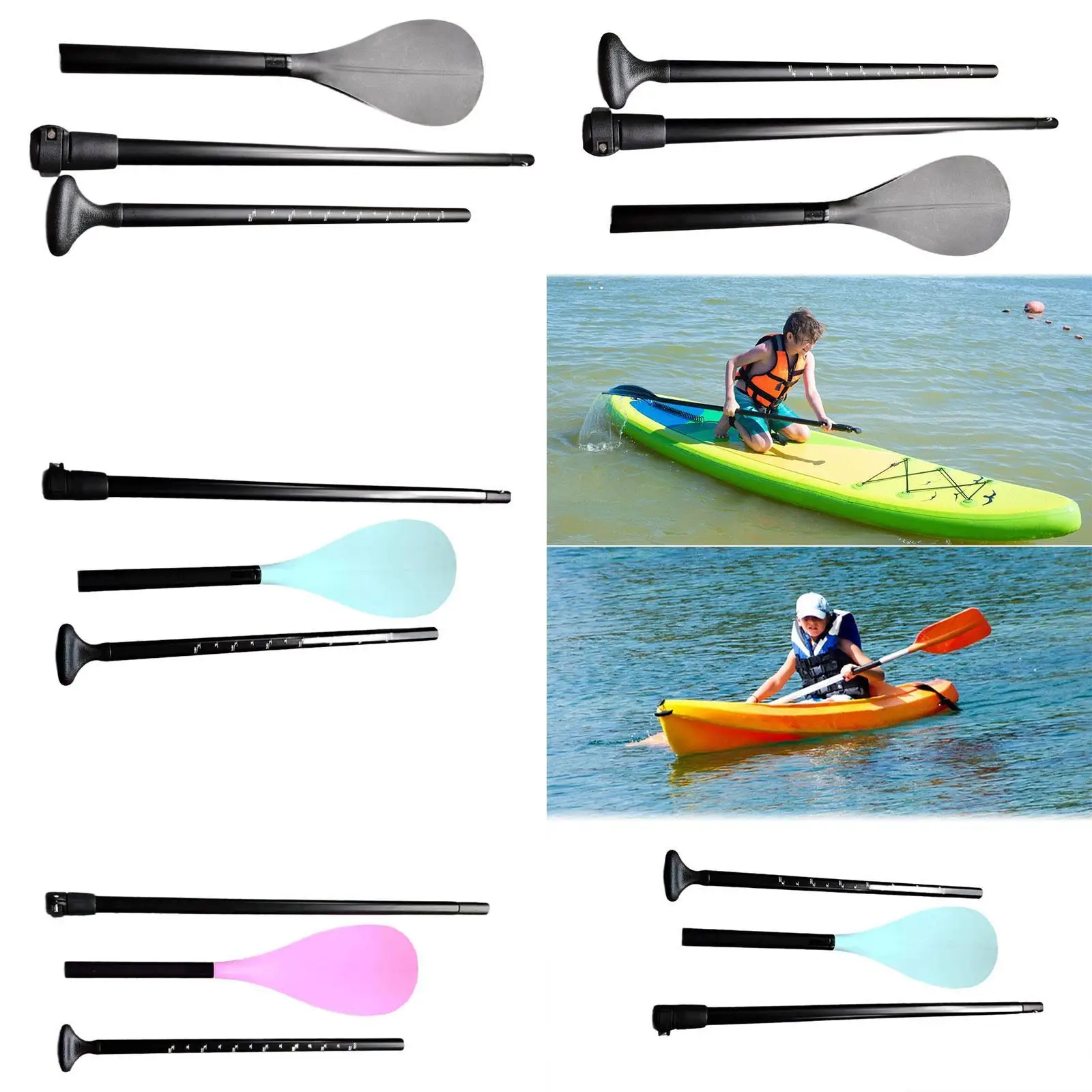 Kayak Paddles for Kids Detachable Aluminium Alloy Canoe Paddle Kayaking Oar for Surfing Surfboard Canoeing Outdoor Sports