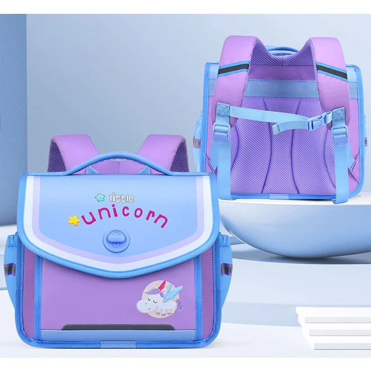 New Primary Kids Cartoon Dinosaur Unicorn Horizontal Backpacks Children Primary British Style Fashion Schoolbags for Girl Boy