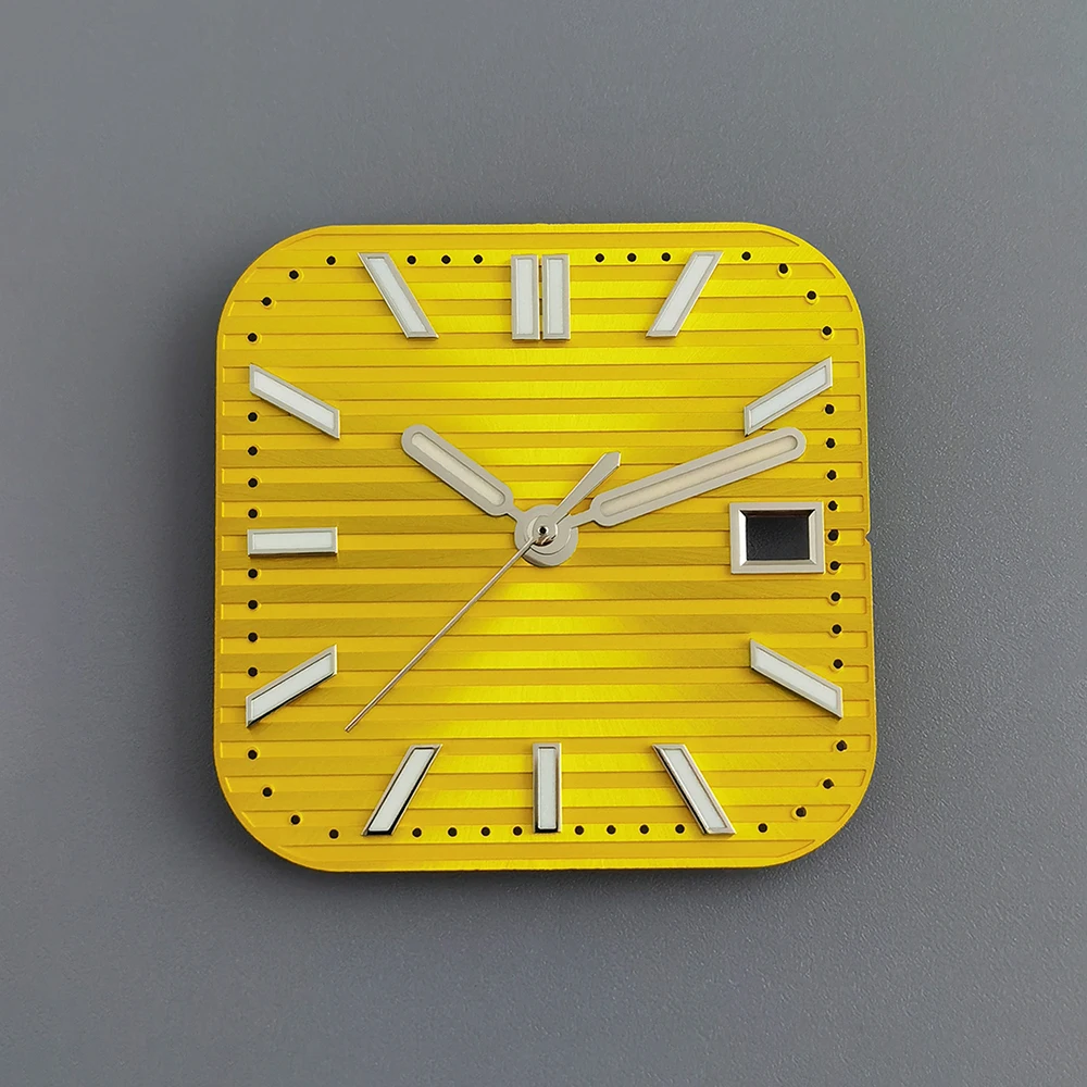 29.5 مللي متر شعار مخصص قرص ريترو مربع مخطط أفقي ، مناسب لملحقات ساعة الحركة الأوتوماتيكية NH35/36