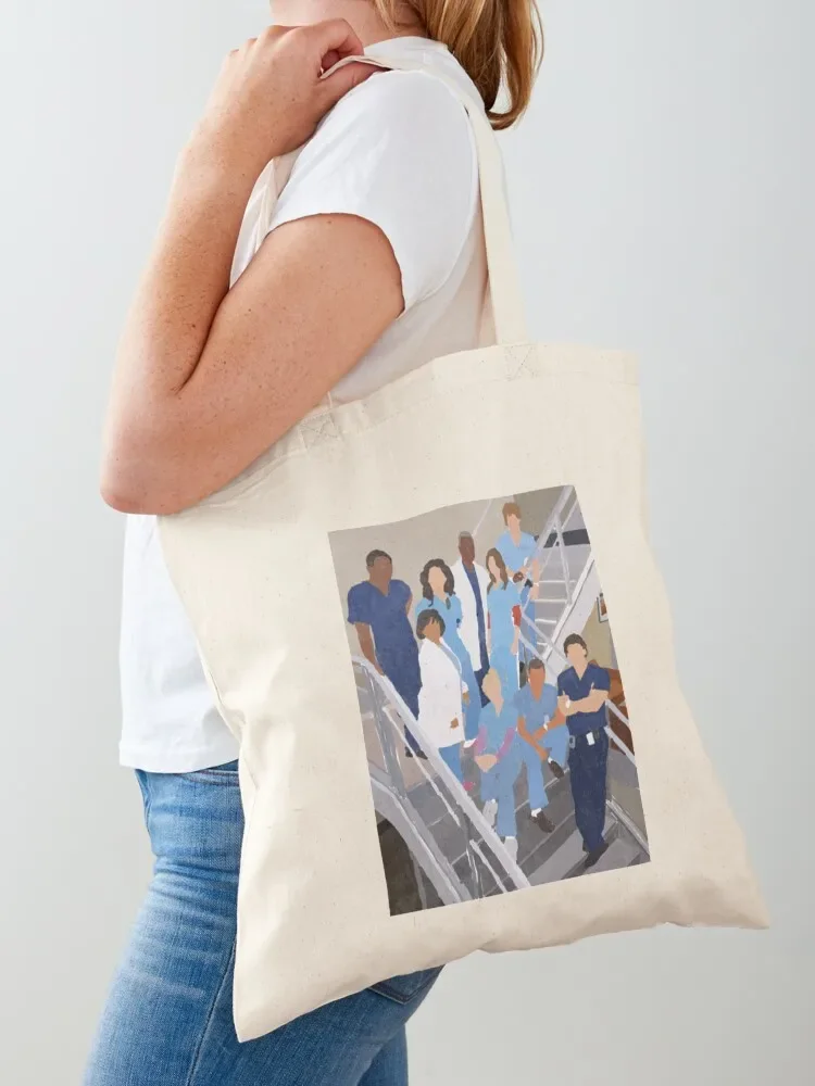 Grey’s Cast Color Long Tote Bag tote bag screen custom bags Tote Bag