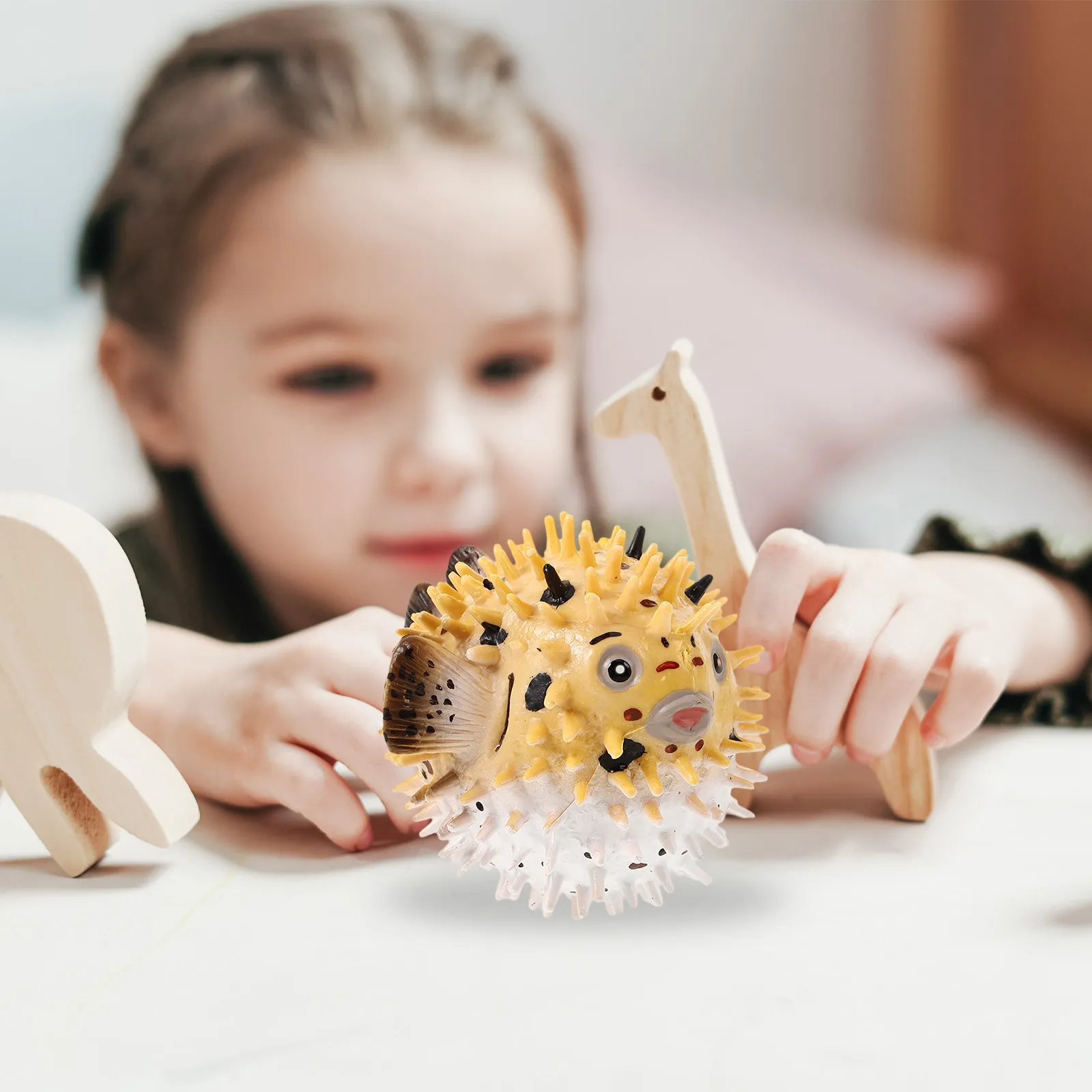 

Realistic Pufferfish Simulation Early Education Play Bath Animal Figure DIY Craft Display Fish Action Figure for Kids