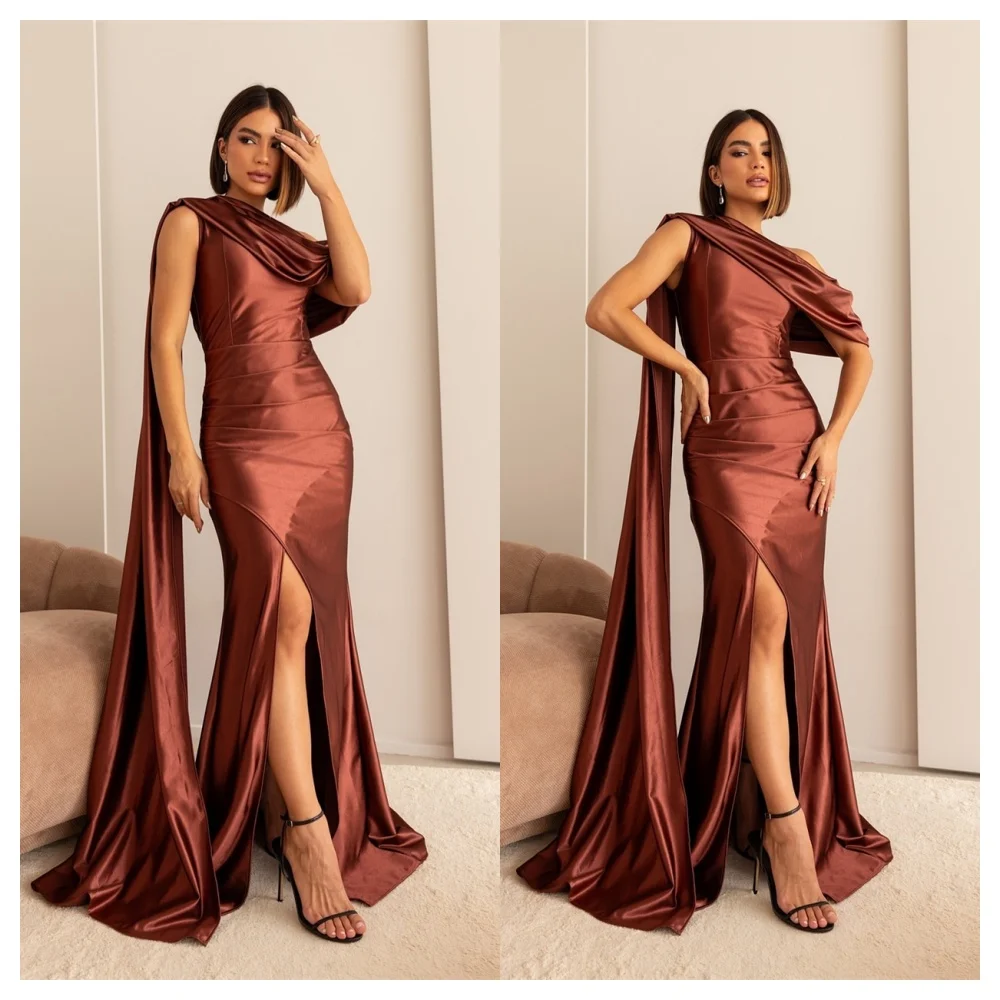 

Изысканное атласное вечернее платье русалки по индивидуальному заказу, модное вечернее платье без бретелек без рукавов, темпераментное платье для выпускного вечера длиной до пола