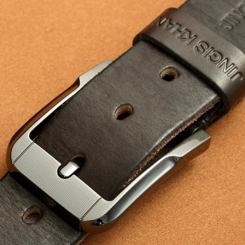 Belt men's genuine leather, genuine cowhide, handmade needle buckle, plant tanned top layer cowhidebelt, casual retro denim
