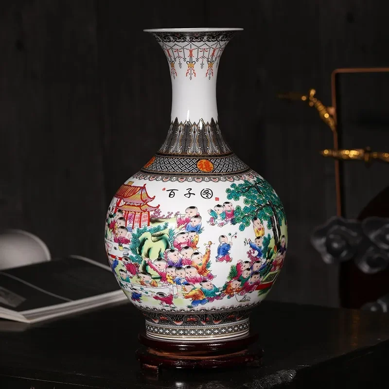 for Jingdezhen Ceramics Ornaments Home Furnishings New Chinese Decorations Bogu Frame Porch Decoration Pastel Character Vase