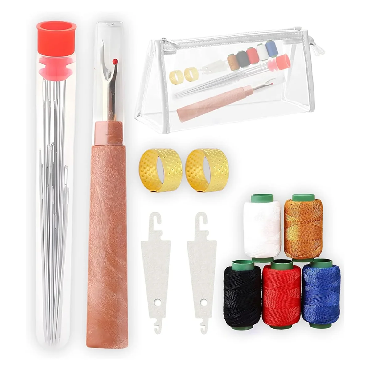 A83Z 37PCS Sewing Tool Set, Needles Thread Hand Repair Tools, Embroidery Tool Kit, Include 25 Steel Needles, 5 Threads