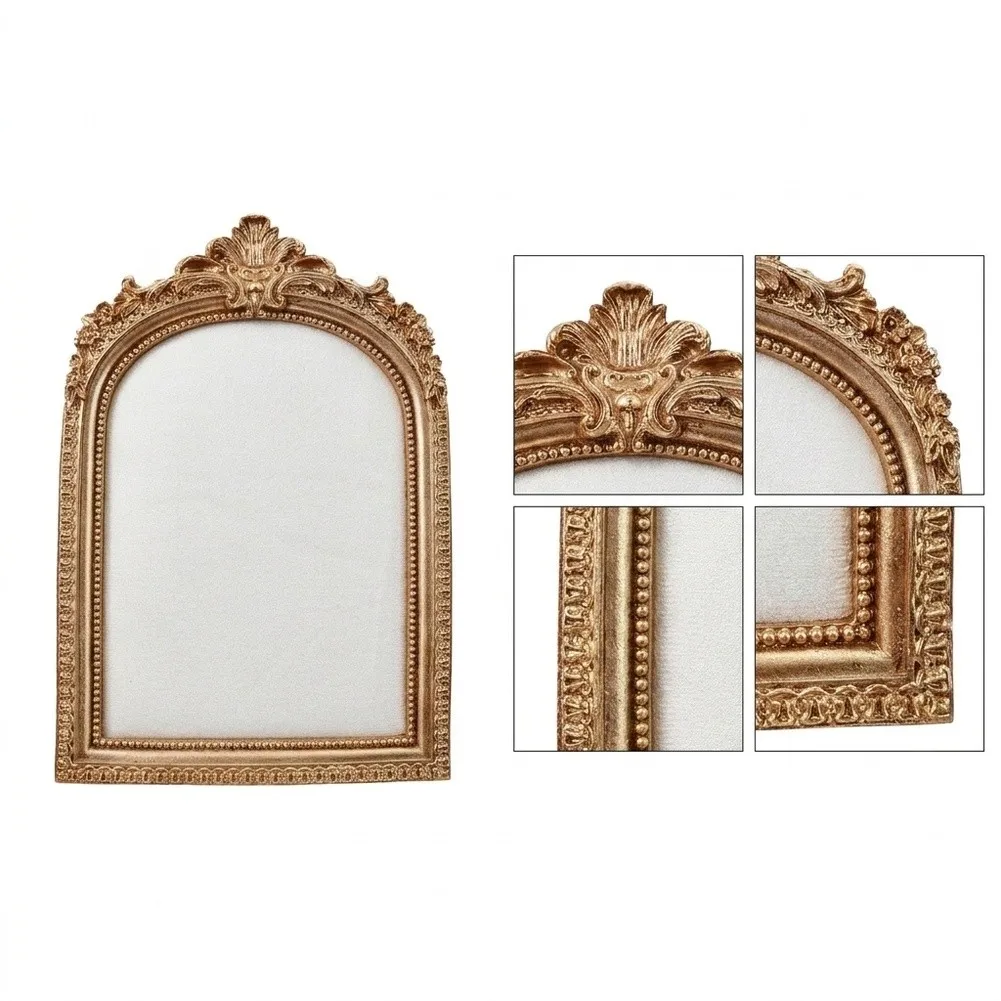 Antique Style Gold Resin Jewelry Organizer with Necklace Display Stand and for convertible Photo Frame for Multipurpose Use